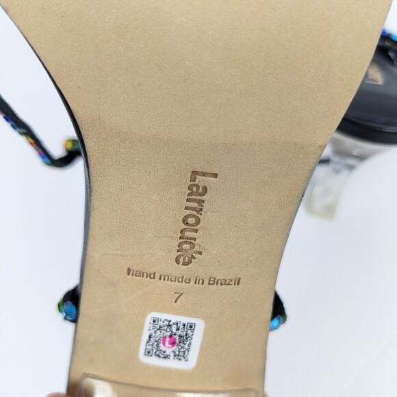 NWOT Larroudé Disco Gloria Rainbow Embellished Wrap Sandals Size 7 - Picture 11 of 12